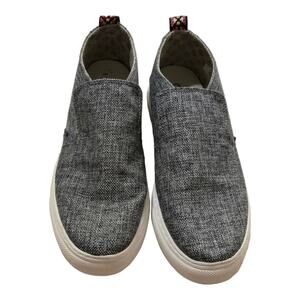 Hey Dude Peyton Linen Grey Black White  comfort Pull On Sneakers Size 9
